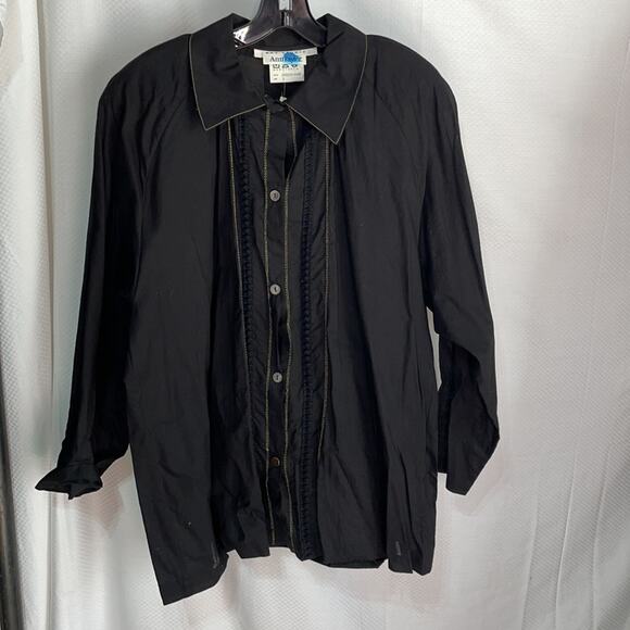 Max Studio Tops - Max Studio for Ann Taylor L vintage black gauzy button down blouse nwt ruffled